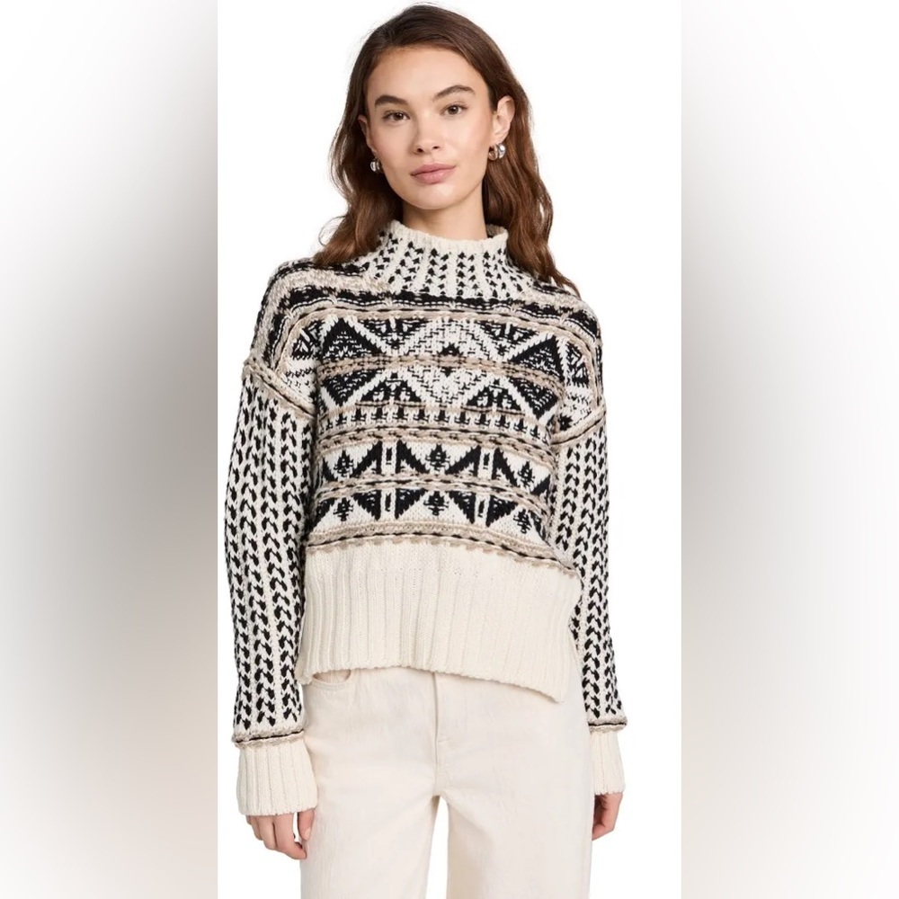 Splendid Cream and Black Turtleneck Chunky Sweater - Picture 2 of 16